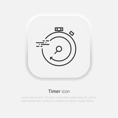 Stopwatch icon, logo. Chronometer, timer sign. Stopwatch icon in neumorphism style. Vector EPS 10