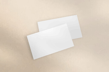Fototapeta premium Minimal and elegant realistic Business Card Mockup with shadow overlay. Blank white and gray Business Card Mockup isolated background. 3D Vector Illustration.