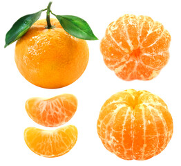 Photo group of bright tangerine isolated on a white background