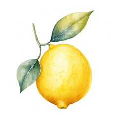 Fresh Organic Lemon Fruit Background, Square Watercolor Illustration. Healthy Vegetarian Diet. Ai Generated Soft Colored Watercolor Illustration with Delicious Juicy Lemon Fruit.