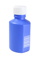 Plastic Medicine Bottle with Bar Code (randomly generated) on White Background