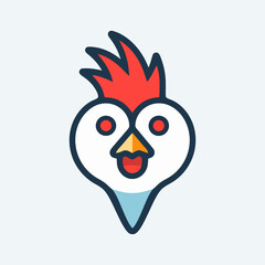 Unique Chicken Logo Design, pin and heart shaped