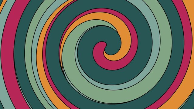 Psychedelic hypnotic twirl swirl spiral abstract shape background. Loop animation. Mesmerizing and trippy motion graphics.	