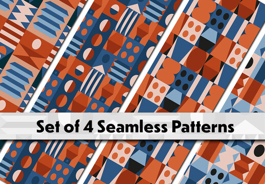 Pack of Four Colorful Geometric Patterns