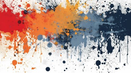 Colorful ink splashes. Paint splatters on bright material. Multi color dots. Watercolor on white wall. Generation AI illustration