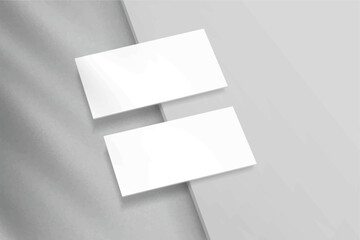 Minimal and elegant realistic Business Card Mockup with shadow overlay. Blank white and gray Business Card Mockup isolated background. 3D Vector Illustration.