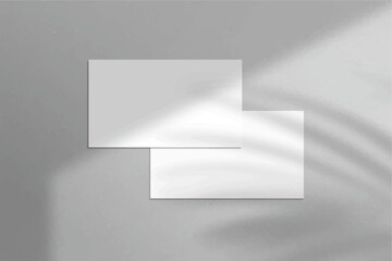 Minimal and elegant realistic Business Card Mockup with shadow overlay. Blank white and gray Business Card Mockup isolated background. 3D Vector Illustration.