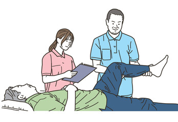 整体の研修を受ける女性と男性の整体師
