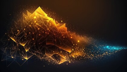 AI-generated illustration of the perfect movement of the gold glitter sparks background.