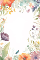 Fototapeta na wymiar Watercolor floral border design, Generative AI Illustration