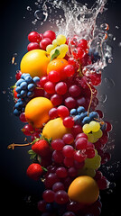 Fototapeta na wymiar fresh fruit in splash