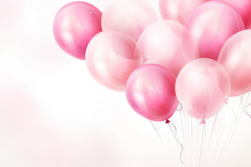 Pink Watercolor Balloons, Celebrate your Birthday Party, Happy Birthday Balloon Card - Generative Ai
