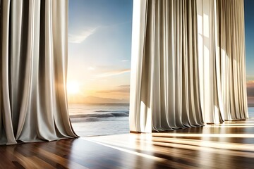 window with curtains. Ai generated