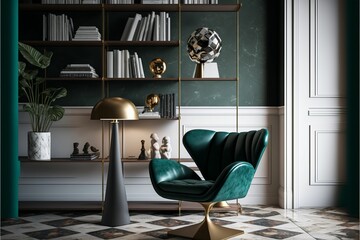 AI generated illustration of a stylish living room with modern and minimalist decorations