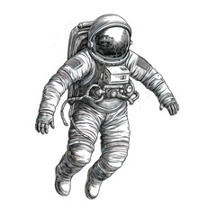 vector vintage monochrome astronaut concept