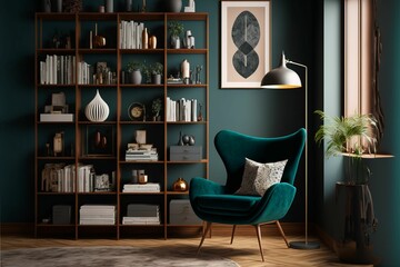 AI generated illustration of a stylish interior of a living room