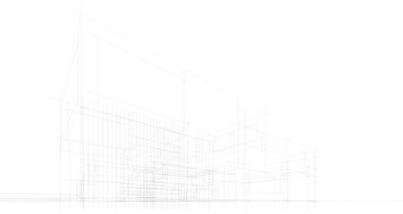 Modern house sketch 3d illustration