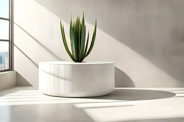 interior of a home with plant in  white flowerpot. Ai generated