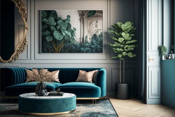 AI generated illustration of a luxurious living room