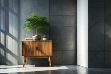 office interior with table and green plant .Ai generated