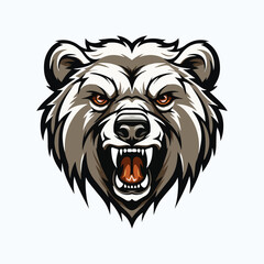 Grizzly White polar bear mascot logo, Esport gaming team mascot logo, animal mascot isolated on white background, bear logo png, bear mascot for club or team sign