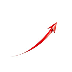 Rising red arrow on transparent background. Generated by AI.