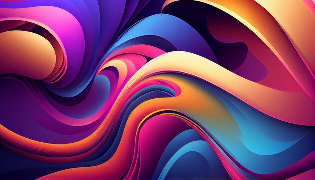 Abstract modern color gradients with colorful Psychic Waves Ai generated image 