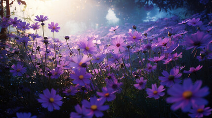 Obraz na płótnie Canvas Purple flowers in the garden, Generative Ai