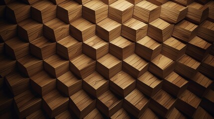 AI generated illustration of Wooden cubes arranged in a pyramid shape.