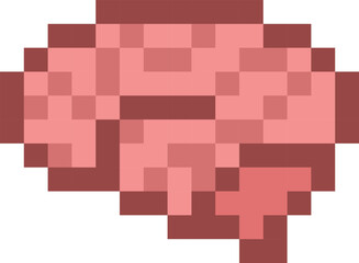 Pixel 8 bit brain - isolated vector