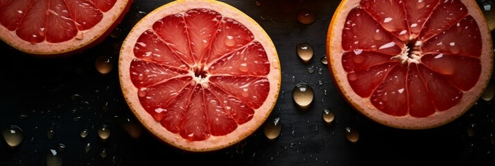 AI generated illustration of fresh ripe grapefruit with water droplets