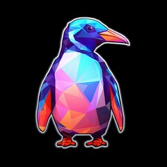 AI generated illustration of a cheerful cartoon-style penguin with geometric shapes