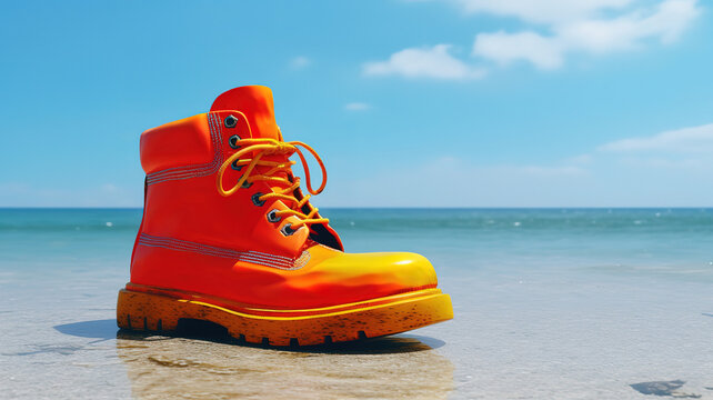 Blue, red, green, yellow rubber boots isolated on white background. Generative ai © MdMaruf