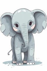 AI generated illustration of a smiling elephant standing on a white background