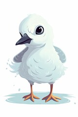 AI generated illustration of a cartoon seagull perched atop a rock