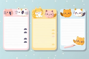 AI generated illustration of memo papers with cute animal stickers