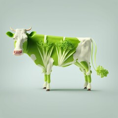 AI generated illustration of a cow composed of broccoli