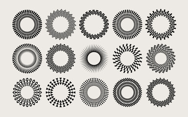 Modern line abstract circle frame border logo design set