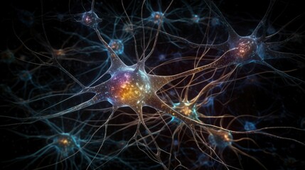 AI generated illustration of a glowing network of neurons in the brain