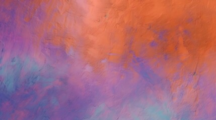 AI generated illustration of an abstract painting of various shades of purple and orange on a wall