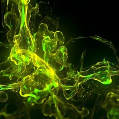 AI generated illustration of an abstract swirling yellow liquid, flowing and mixing together