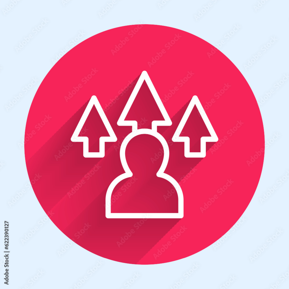 Aufkleber white line web design and front end development icon isolated with long shadow. red circle button. v