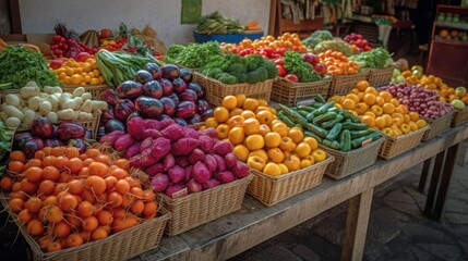 Fototapeta na wymiar Farmers Market Fruit Stand - AI-Generated