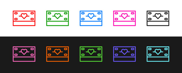 Set line Donation and charity icon isolated on black and white background. Donate money and charity concept. Vector