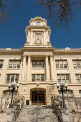 Facade of the City Hall building in Sacramento, California, USA