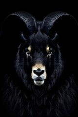 AI generated illustration of the head of a ram in front of a black background
