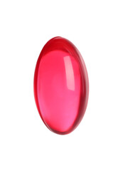 One bright pink pill isolated on white