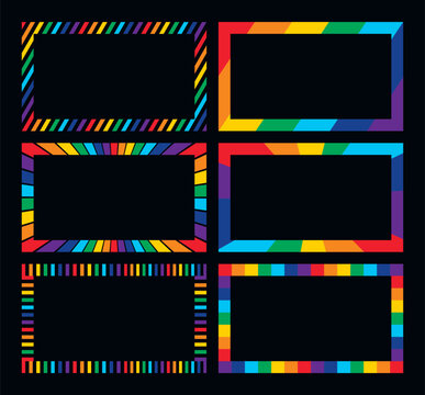Rectangle frame border collection with rainbow colors
