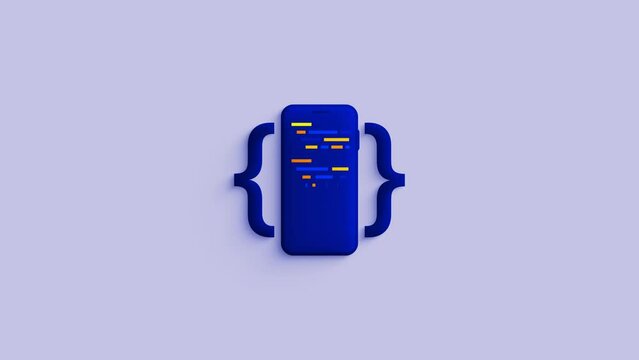 Coding on smartphone Loop Animation Video. Curly brackets.