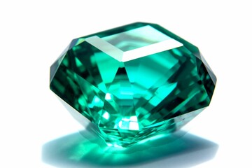 AI generated illustration of green diamond stone isolated on white background